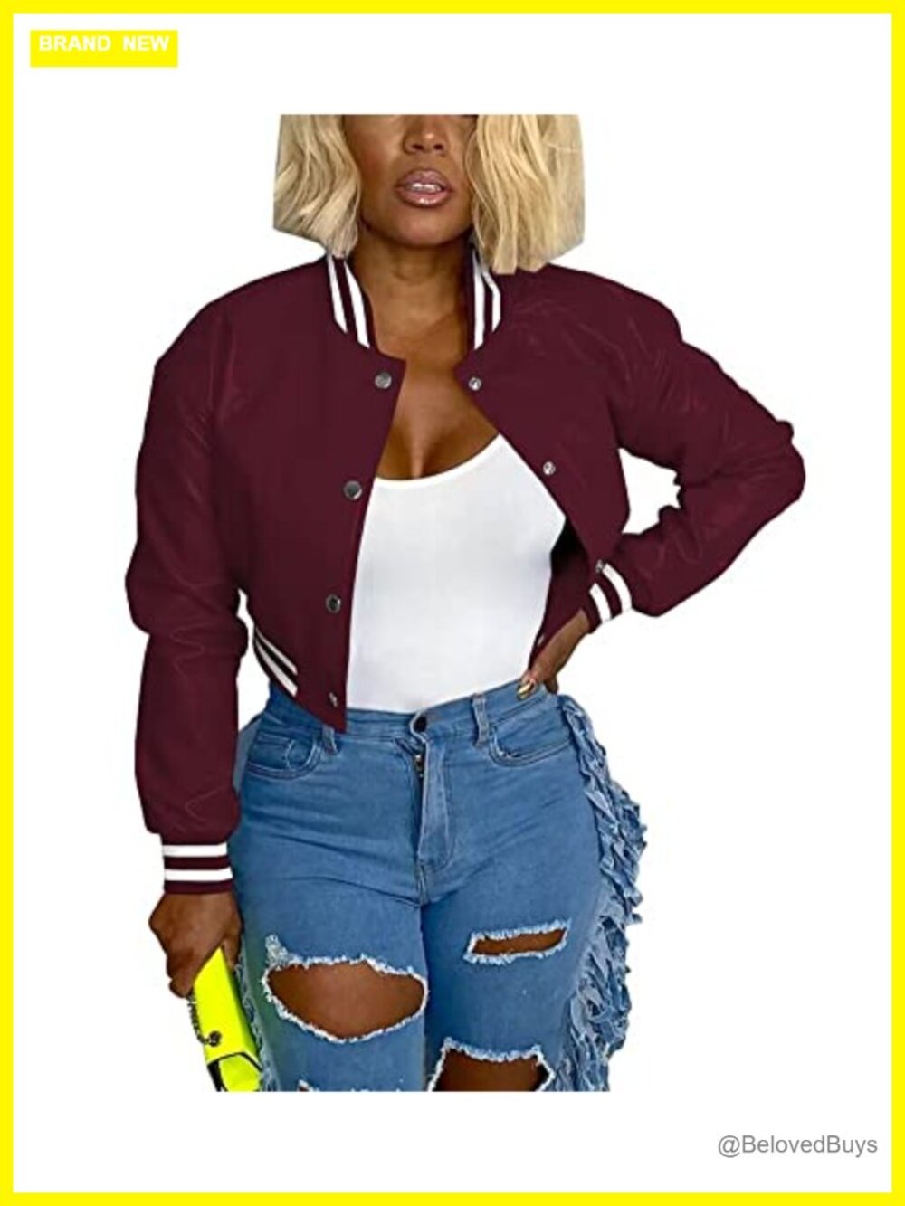 Faux Leather Cropped Bomber Jacket Varsity Button Down Baseball Coat